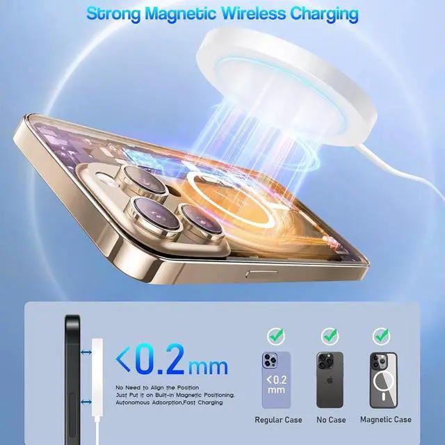 Alt view image 5 of 7 - Magnetic Wireless Charger for iPhone 16 15 2Pack 6FT 15W  Fast Mag-Safe Charger with USB C Fast Charging Block Adapter for iPhone 16/16 Pro/Pro Max/15/14/13/12/Plus/Pro/Pro Max AirPods 3/2/Pro 2