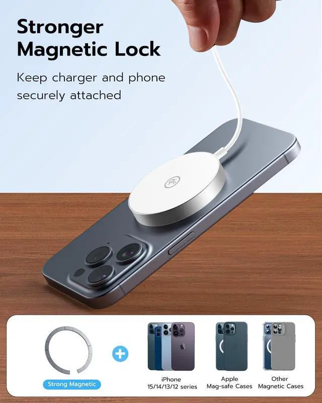 Alt view image 3 of 7 - Qi2 Wireless Charger with Mag-Safe Magnetic Wireless Charging Pad Compatible with 15W Ultra-Fast for iPhone 16/16 Pro/15/15 Plus/15 Pro/15 Pro Max/14/13/12 Series (White)