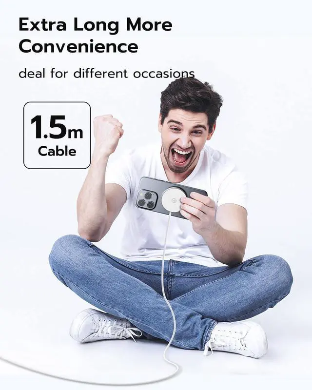 Alt view image 4 of 7 - Qi2 Wireless Charger with Mag-Safe Magnetic Wireless Charging Pad Compatible with 15W Ultra-Fast for iPhone 16/16 Pro/15/15 Plus/15 Pro/15 Pro Max/14/13/12 Series (White)