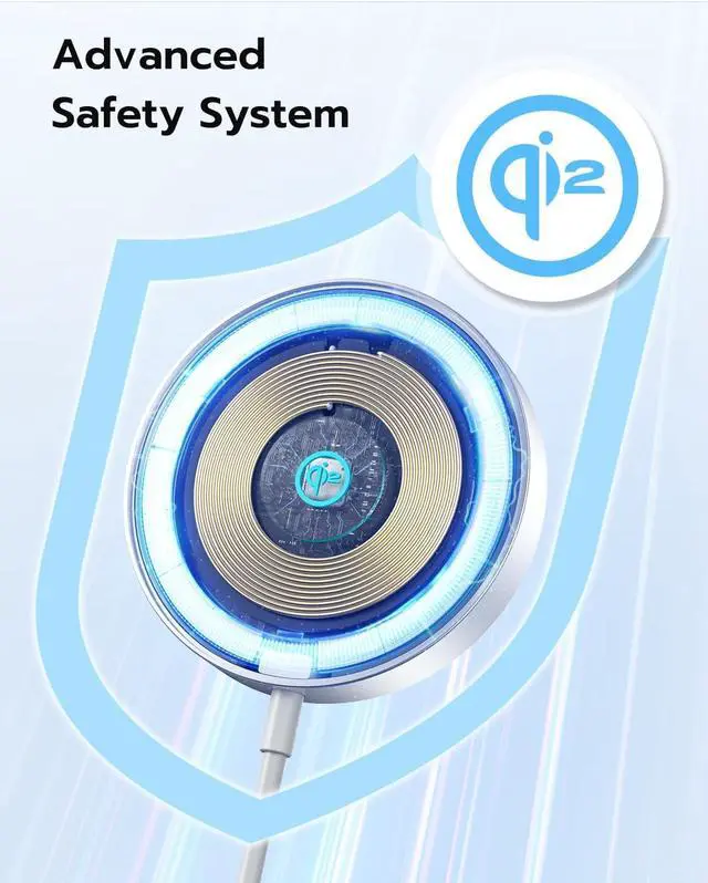 Alt view image 6 of 7 - Qi2 Wireless Charger with Mag-Safe Magnetic Wireless Charging Pad Compatible with 15W Ultra-Fast for iPhone 16/16 Pro/15/15 Plus/15 Pro/15 Pro Max/14/13/12 Series (White)