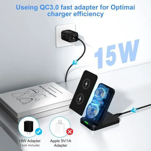 Alt view image 3 of 7 - Wireless Charger Fast Charging Station Wireless Phone Charger Android Stand for  Galaxy S25Ultra S25 S25Plus ZFold6 ZFlip6 S24 S23 S22 S21 Motorola Edge razr 2024/G Stylus 5G/G Power