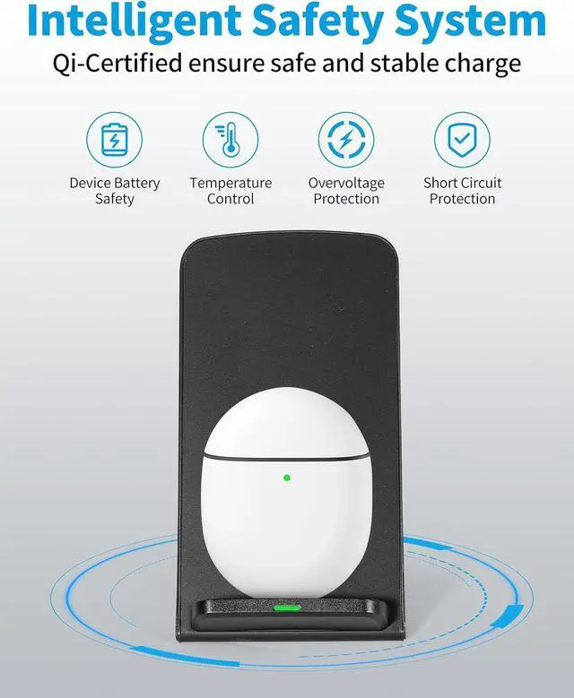 Alt view image 3 of 7 - Wireless Phone Charger for Google Pixel 3 4 XL 5 6 7 8 9 Pro Android & iPhone 16-15W Fast Qi Wireless Charging Station for  Galaxy S25 S24 S23 S22 Z Flip Fold OnePlus (Black)