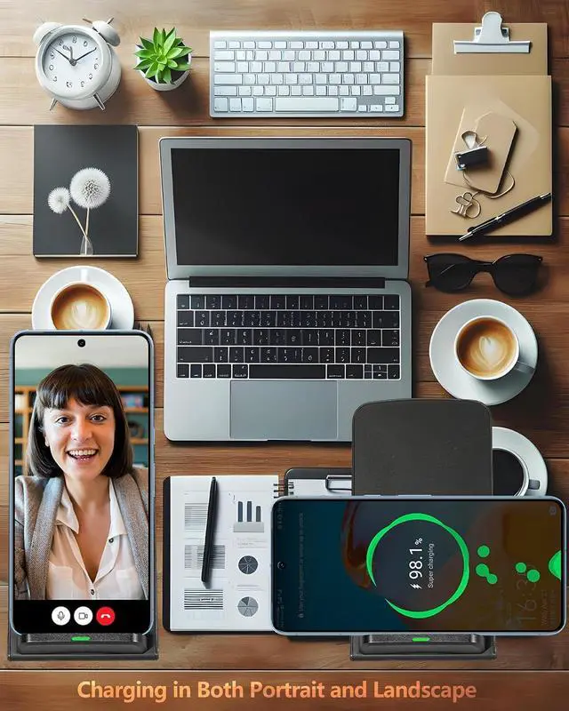 Alt view image 4 of 7 - Wireless Phone Charger for Google Pixel 3 4 XL 5 6 7 8 9 Pro Android & iPhone 16-15W Fast Qi Wireless Charging Station for  Galaxy S25 S24 S23 S22 Z Flip Fold OnePlus (Black)