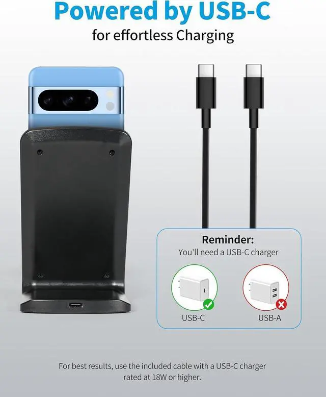 Alt view image 5 of 7 - Wireless Phone Charger for Google Pixel 3 4 XL 5 6 7 8 9 Pro Android & iPhone 16-15W Fast Qi Wireless Charging Station for  Galaxy S25 S24 S23 S22 Z Flip Fold OnePlus (Black)
