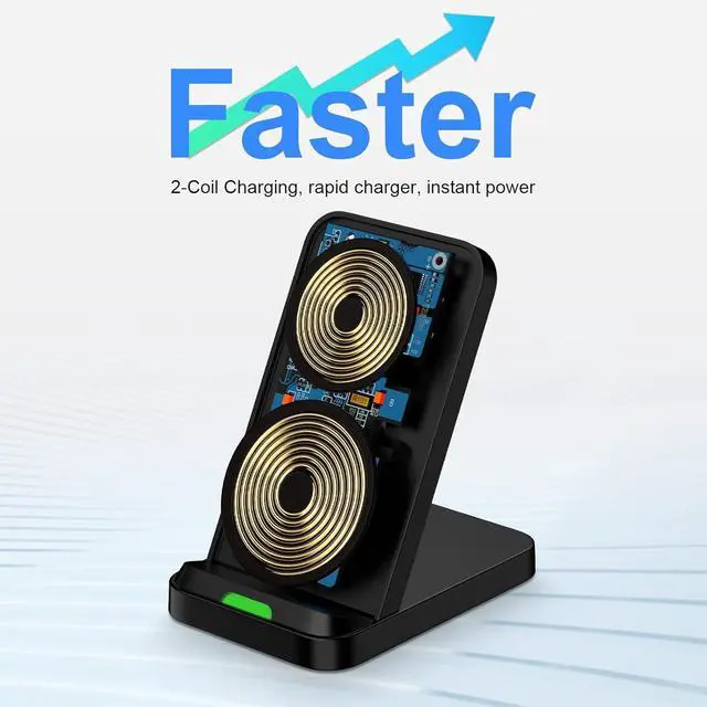 Alt view image 2 of 7 - Wireless Charger Fast Charging Station Wireless Phone Charger Android Stand for  Galaxy S25Ultra S25 S25Plus ZFold6 ZFlip6 S24 S23 S22 S21 Motorola Edge razr 2024/G Stylus 5G/G Power