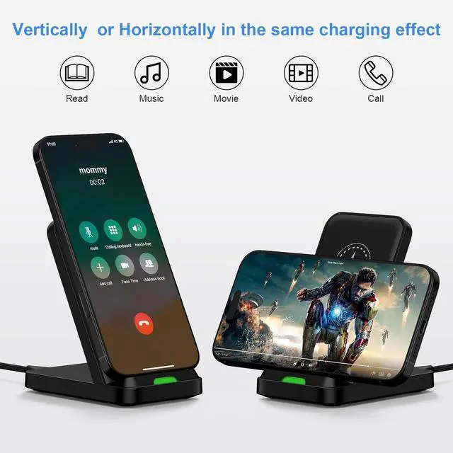Alt view image 4 of 7 - Wireless Charger Fast Charging Station Wireless Phone Charger Android Stand for  Galaxy S25Ultra S25 S25Plus ZFold6 ZFlip6 S24 S23 S22 S21 Motorola Edge razr 2024/G Stylus 5G/G Power