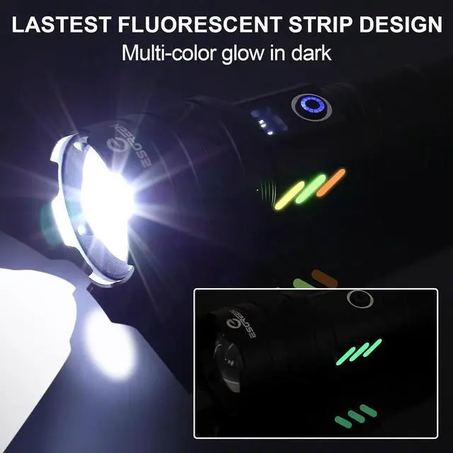 Alt view image 2 of 7 - Rechargeable Flashlights 2000 High Lumens Long Range 5000ft Super Bright LED Flashlight USB C High Powerd Multi-Functional Heavy Duty Strong Flash Light High Beam for Emergency Security Camping