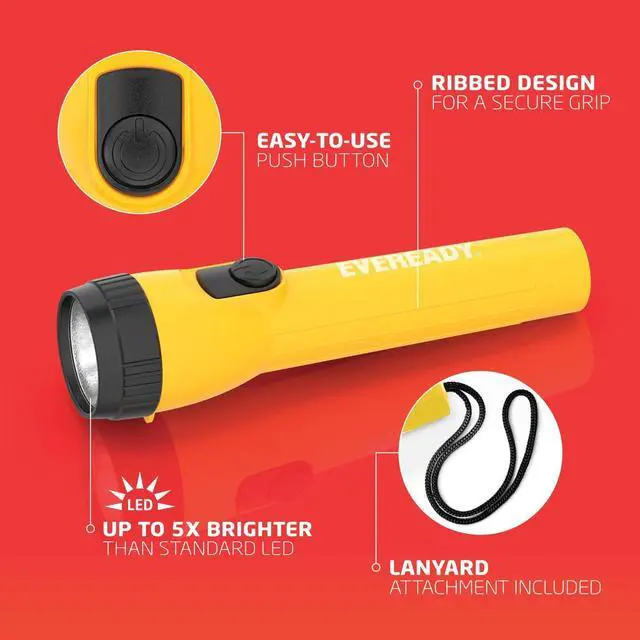 Alt view image 2 of 7 - EVEREADY LED Flashlights (4-Pack) Bright Flashlights for Emergencies and Camping Gear Flash Light with AA Batteries Included Blue/Yellow (4-Pack)