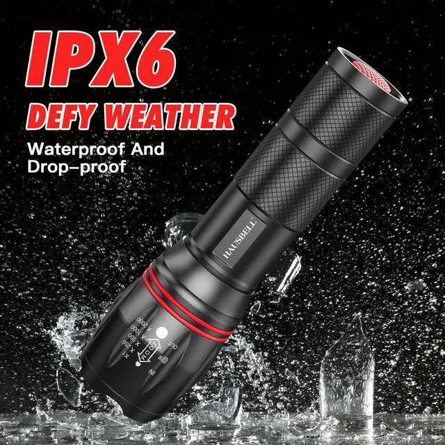 Alt view image 6 of 7 - A100 LED EDC Flashlights High Lumens Bright Zoomable Waterproof Powerful Emergency Tactical LED Flashlights for Home and 5 Modes Flashlight for Camping GearHikingWalking2Pack