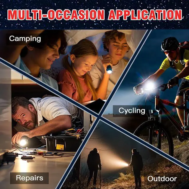 Alt view image 7 of 7 - A100 LED EDC Flashlights High Lumens Bright Zoomable Waterproof Powerful Emergency Tactical LED Flashlights for Home and 5 Modes Flashlight for Camping GearHikingWalking2Pack