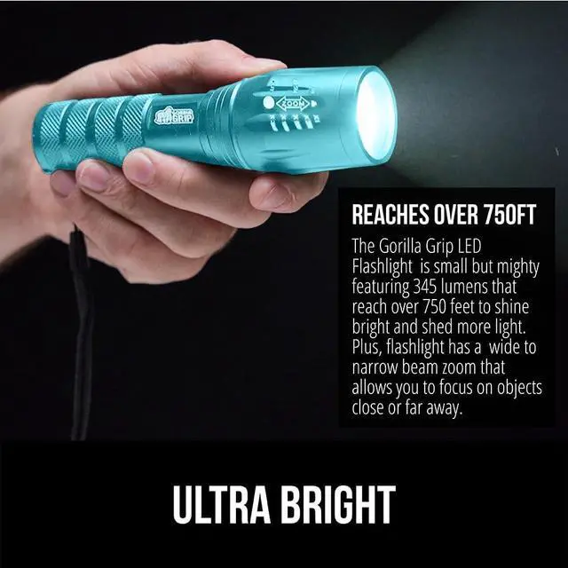 Alt view image 3 of 7 - Powerful LED Tactical Flashlight 750 FT High Lumens 5 Adjustable Modes Water Resistant Ultra Bright Zoom Flashlights Small Mini Flash Light Camping Night Dog Walking Turquoise