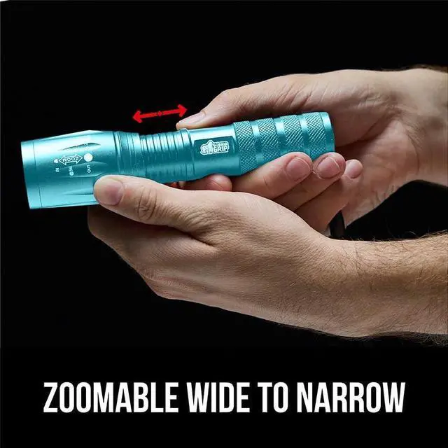Alt view image 6 of 7 - Powerful LED Tactical Flashlight 750 FT High Lumens 5 Adjustable Modes Water Resistant Ultra Bright Zoom Flashlights Small Mini Flash Light Camping Night Dog Walking Turquoise