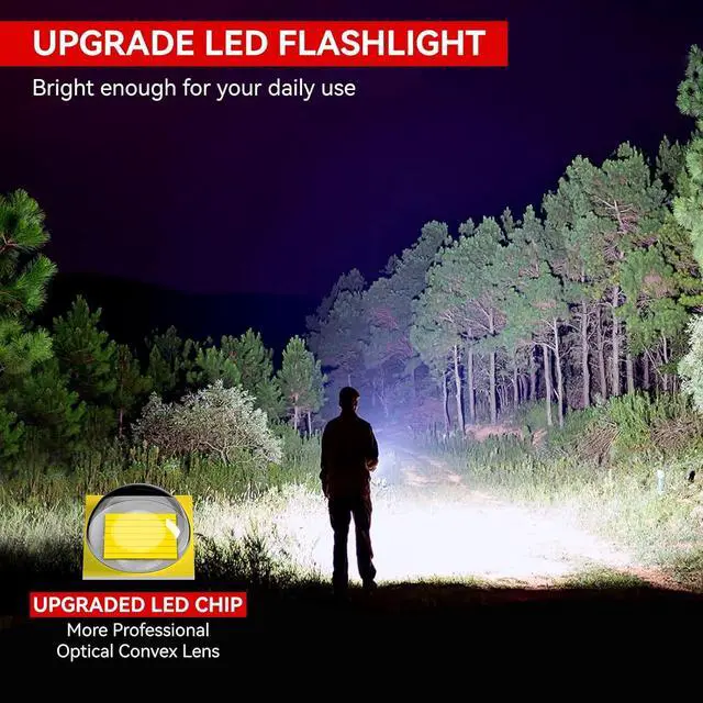 Alt view image 2 of 7 - Tactical Flashlight S2000-2 Pack Bright Military Grade LED Flashlights High Lumens - Portable Handheld Flash Light 5 Modes Zoomable Waterproof Flashlights for Home Emergency Camping Outdoor