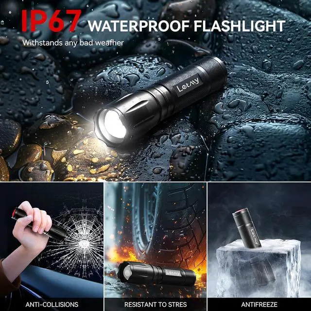 Alt view image 5 of 7 - Tactical Flashlight S2000-2 Pack Bright Military Grade LED Flashlights High Lumens - Portable Handheld Flash Light 5 Modes Zoomable Waterproof Flashlights for Home Emergency Camping Outdoor
