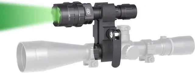 Alt view image 2 of 5 - Green Hunting Flashlight Zoomable Light with Scope Mount and Pressure Switch 1200 Lumens Waterproof Weaponlight USB Rechargeable Flashlight for Outdoor Hunting Matte Black