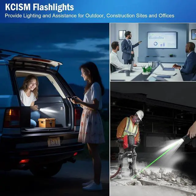 Alt view image 7 of 7 - KCSIM 1600 Lumens Rechargeable EDC Flashlight with Green Beam UV Light and White LED Combo Portable Flat Flashlights Triple Light Sources Pocket Lights for Emergency (Black)