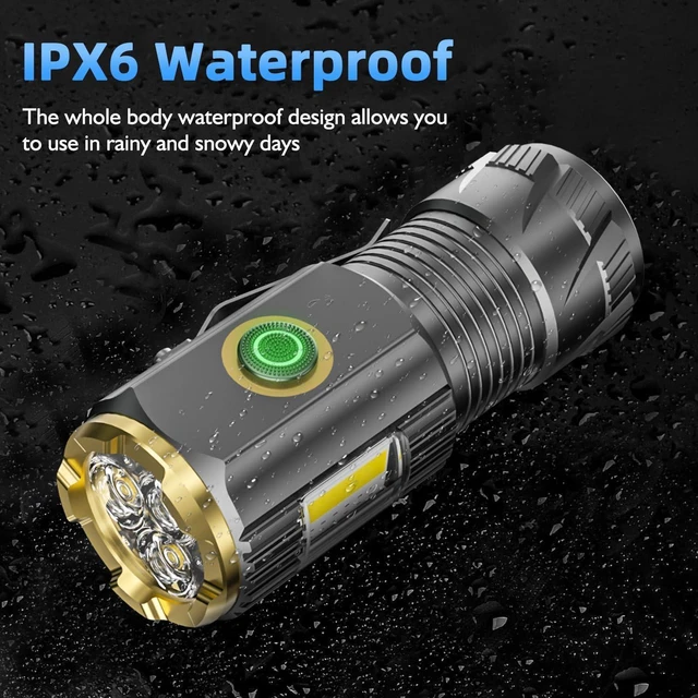 Alt view image 5 of 6 - Rechargeable Mini LED Flashlight 9000 Lumens Ultra-Bright with Clip & Magnet, IPX6 Waterproof, 6 Modes for Camping, Hiking & Emergency (2-Piece Set)