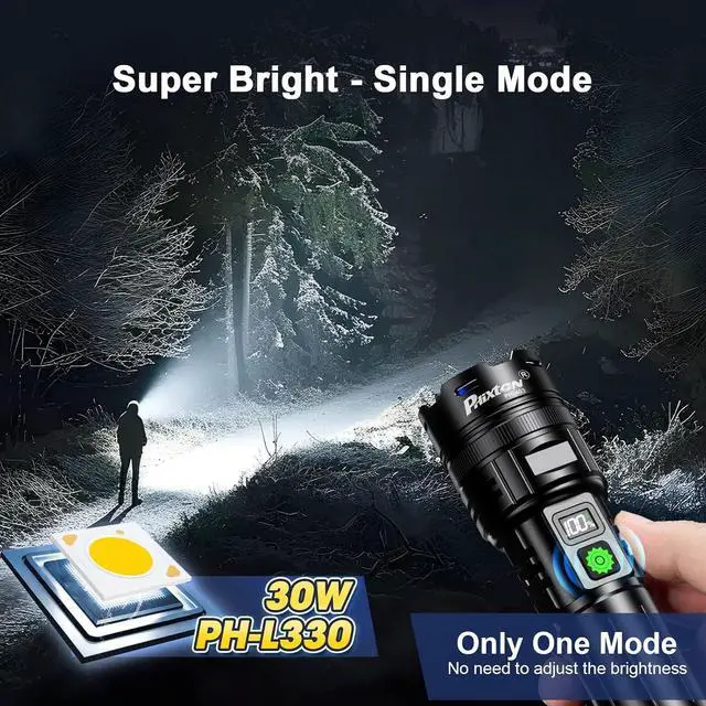 Alt view image 2 of 7 - Rechargeable Flashlights 1000000 High Lumens Single One Mode Super Bright High Powered LED Flashlight USB C High Beam 3280 ft Long Lasting Powerful Heavy Duty Strong Flash Light For Security Hiking