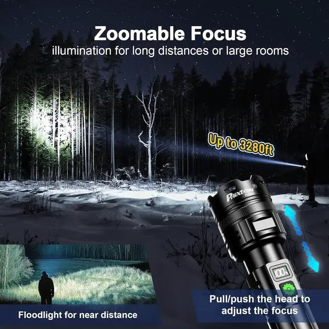 Alt view image 3 of 7 - Rechargeable Flashlights 1000000 High Lumens Single One Mode Super Bright High Powered LED Flashlight USB C High Beam 3280 ft Long Lasting Powerful Heavy Duty Strong Flash Light For Security Hiking
