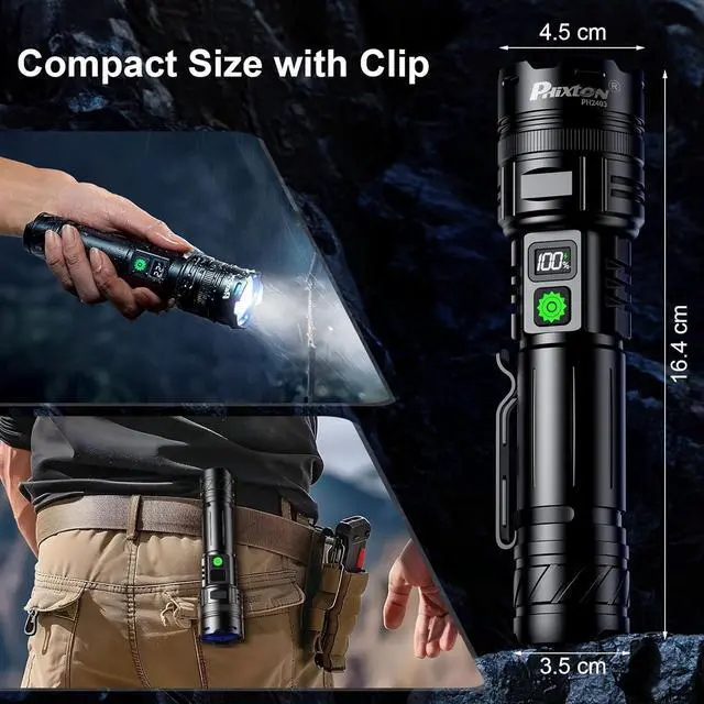 Alt view image 7 of 7 - Rechargeable Flashlights 1000000 High Lumens Single One Mode Super Bright High Powered LED Flashlight USB C High Beam 3280 ft Long Lasting Powerful Heavy Duty Strong Flash Light For Security Hiking