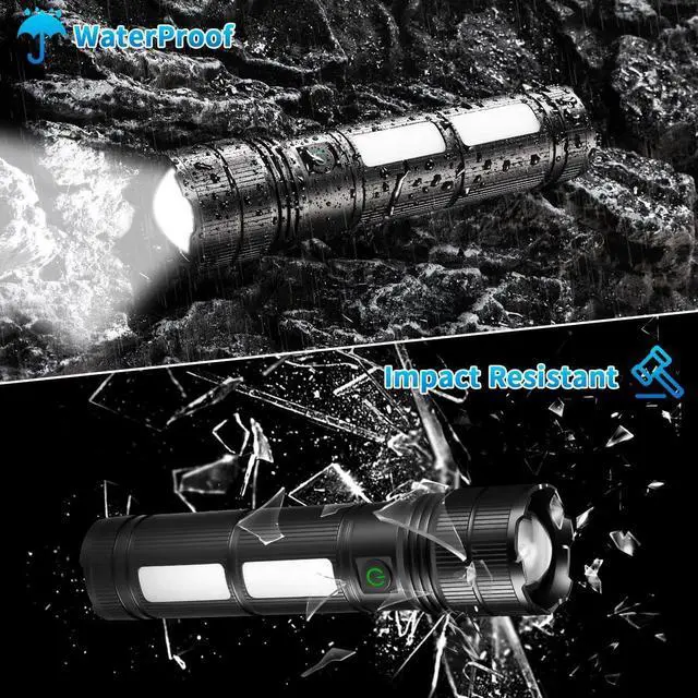 Alt view image 5 of 6 - Large Size & High Powered Flashlight Flashlights High Lumens 1000000 Super Bright Flashlight Rechargeable Flashlights LED Adjustable Tactical Flashlight Waterproof Flash Light for Home Emergency