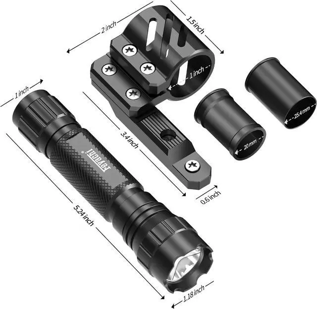 Alt view image 4 of 7 - Tactical Flashlight 1200 Lumen Matte Black LED Weapon Light with Mlok/Picatinny Flashlight Mount and Pressure Switch Included