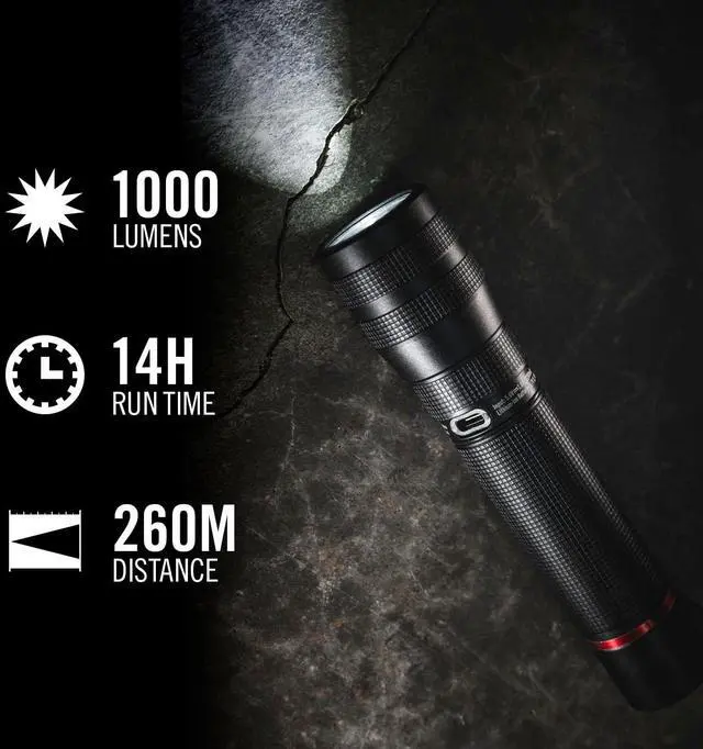 Alt view image 2 of 7 - G60R 1000 Lumen Waterproof Rechargeable LED Flashlight 2-Pack