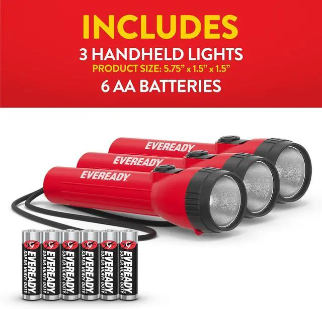 Alt view image 7 of 7 - EVEREADY LED Flashlights (3-Pack) Bright Flashlights for Emergencies and Camping Gear Power Outage Flash Light AA Batteries Included