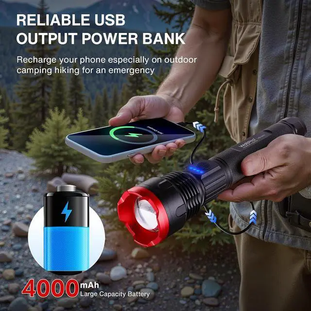 Alt view image 5 of 7 - Flashlight 2pack 3000 Lumens Tactical Flashlights Small Flashlight Powerful Waterproof Flashlights Pocket Flashlight Zoomable LED Flashlight with 5 Modes Metal Flashlights