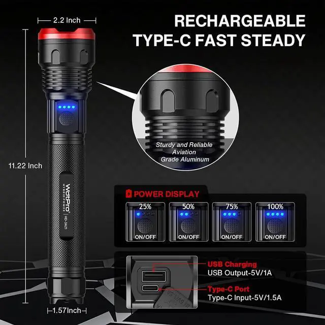 Alt view image 7 of 7 - Flashlight 2pack 3000 Lumens Tactical Flashlights Small Flashlight Powerful Waterproof Flashlights Pocket Flashlight Zoomable LED Flashlight with 5 Modes Metal Flashlights