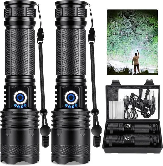 Main image of Rechargeable Flashlights 990 000 High Lumens 2 Pack Led Super Bright Flashlight with 5 Modes & IPX7 Waterproof 15H Running Time High Powered Flash Light for Home Camping Home Emergencies