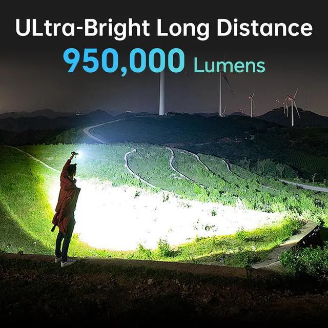 Alt view image 2 of 7 - Rechargeable Flashlights High Lumens 950 000LM Super Bright Flash Light 5 Modes Zoomable Linternas with LCD Digital Display Powerful Handheld LED Flashlights for Emergencies Camping