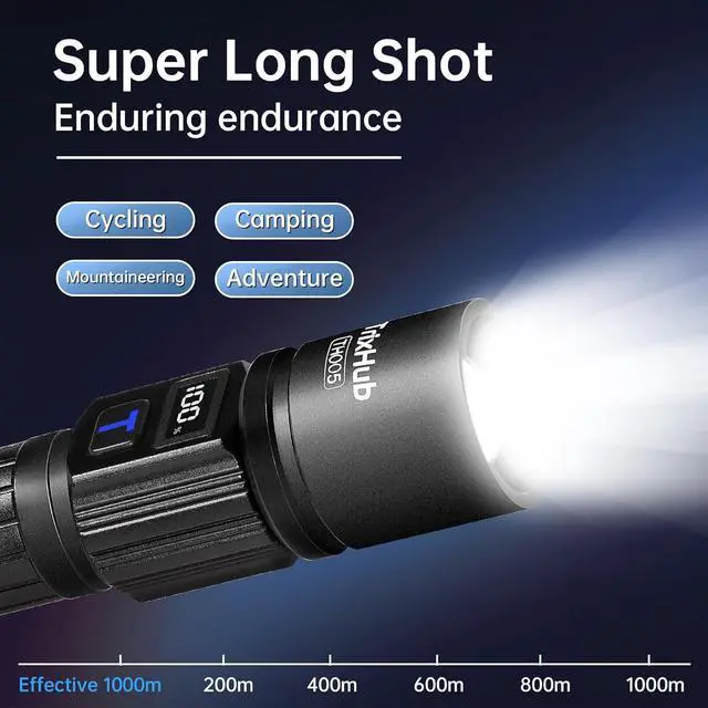 Alt view image 6 of 7 - Rechargeable Flashlights High Lumens 950 000LM Super Bright Flash Light 5 Modes Zoomable Linternas with LCD Digital Display Powerful Handheld LED Flashlights for Emergencies Camping
