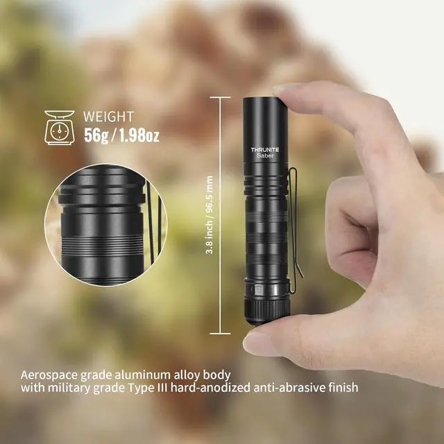 Alt view image 2 of 7 - Saber 659 Lumens Small EDC Flashlight AA Rechargeable High Performance SST20 LED Mini Pocket Flashlight with Clip