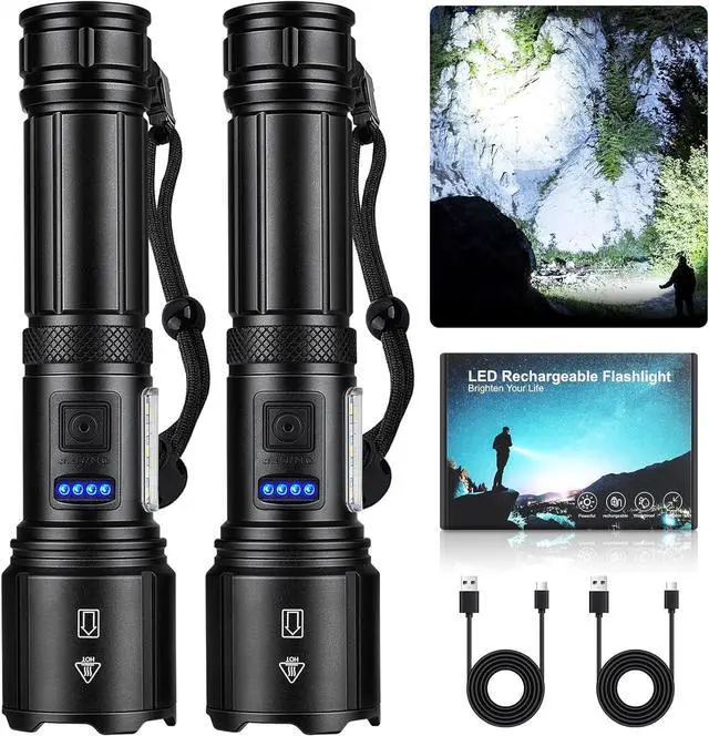 Main image of Rechargeable LED Flashlights High Lumens 990 000 Lumens Super Bright Flashlight 7 Modes w/COB Work Light Powerful Flash Light for Outdoor Emergency Hiking Camping