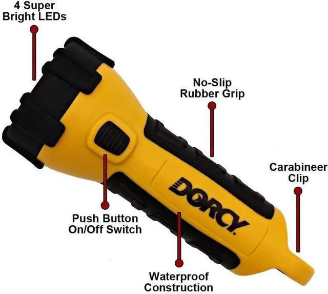 Alt view image 5 of 7 - 150 Lumen Floating Water Resistant LED Flashlight with Carabineer Clip Yellow (41-2510)