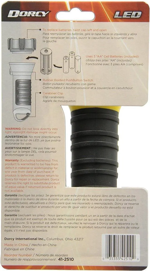 Alt view image 7 of 7 - 150 Lumen Floating Water Resistant LED Flashlight with Carabineer Clip Yellow (41-2510)