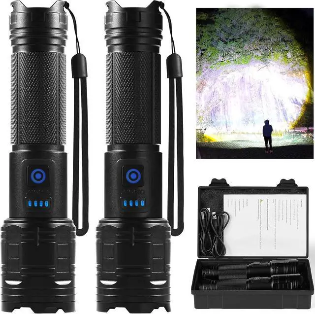Main image of Rechargeable Flashlights 90 000 High Lumen 2 Pack Super Bright LED Flashlight with 5 Modes High Powered Flash Light for Home Camping Outdoor