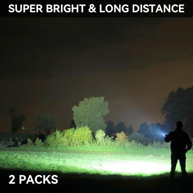 Alt view image 2 of 7 - Rechargeable Flashlights 90 000 High Lumen 2 Pack Super Bright LED Flashlight with 5 Modes High Powered Flash Light for Home Camping Outdoor