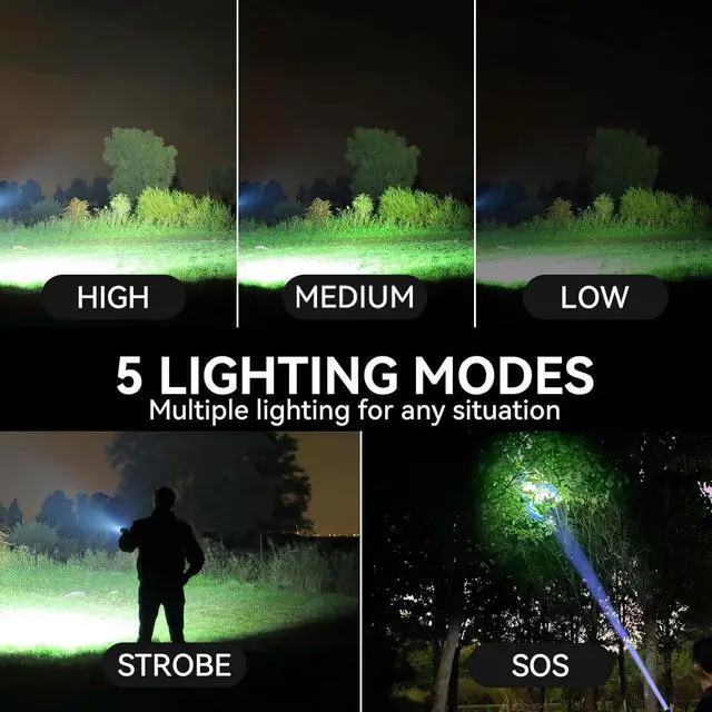 Alt view image 4 of 7 - Rechargeable Flashlights 990 000 High Lumen 2 Pack Super Bright LED Flashlight with 5 Modes High Powered Flash Light for Home Camping Outdoor