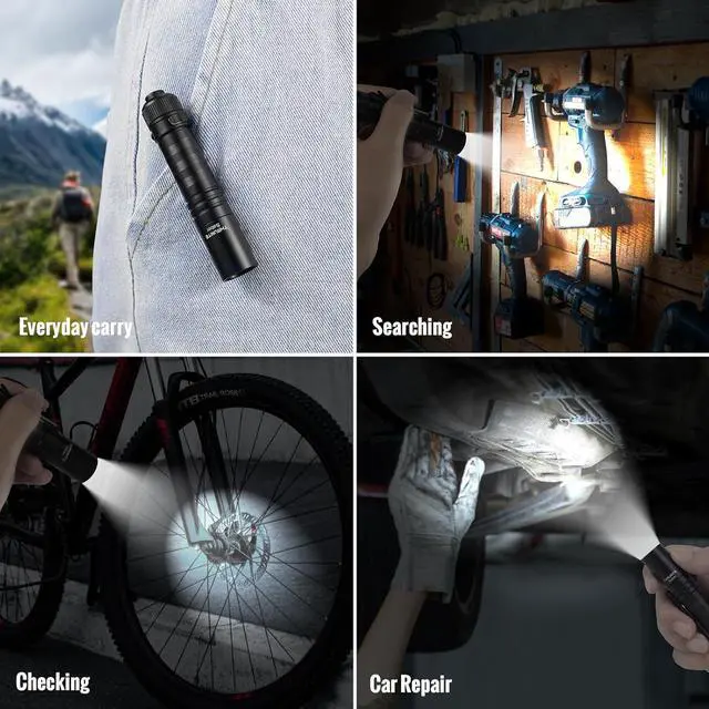 Alt view image 4 of 7 - Saber 659 Lumens Small EDC Flashlight AA Rechargeable High Performance SST20 LED Mini Pocket Flashlight with Clip