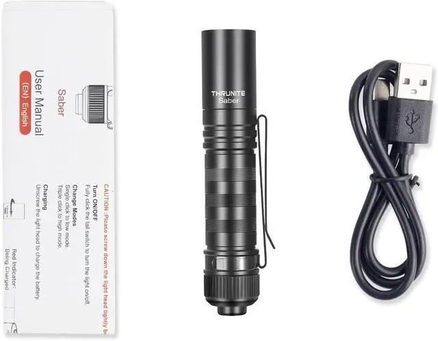 Alt view image 7 of 7 - Saber 659 Lumens Small EDC Flashlight AA Rechargeable High Performance SST20 LED Mini Pocket Flashlight with Clip