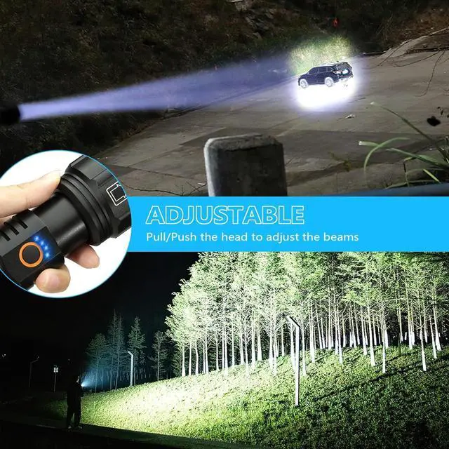 Alt view image 3 of 7 - High Lumens Rechargeable Flashlight 2 Pack 990000 Lumen Super Bright Flashlights for Home 5 Modes IPX6 Waterproof Slip Resistant