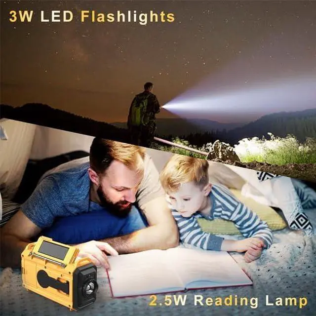 Alt view image 2 of 7 - Weather Radio 5000mAh/18500mWh NOAA Weather Radio Solar Hand Crank Emergency Radio with AM/FM/SW/NOAA Weather Alert Flashlight Reading Lamp Cell Phone Charger and SOS Siren