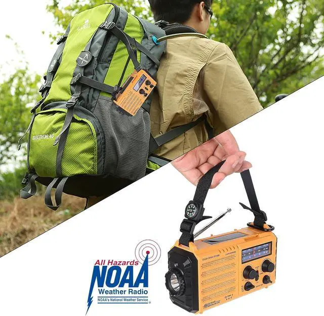 Alt view image 5 of 7 - Weather Radio 5000mAh/18500mWh NOAA Weather Radio Solar Hand Crank Emergency Radio with AM/FM/SW/NOAA Weather Alert Flashlight Reading Lamp Cell Phone Charger and SOS Siren