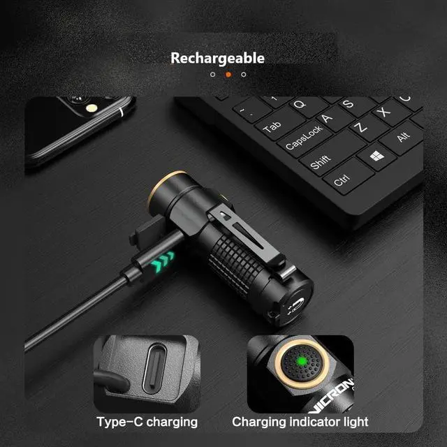 Alt view image 4 of 7 - NICRON 1200 Lumens EDC Flashlight with Magnet, Rechargeable Pocket Light Compact High Lumens Handheld Light, C1 Mini Flashlight 7 Modes for Outdoor Camping, Hiking (Black)