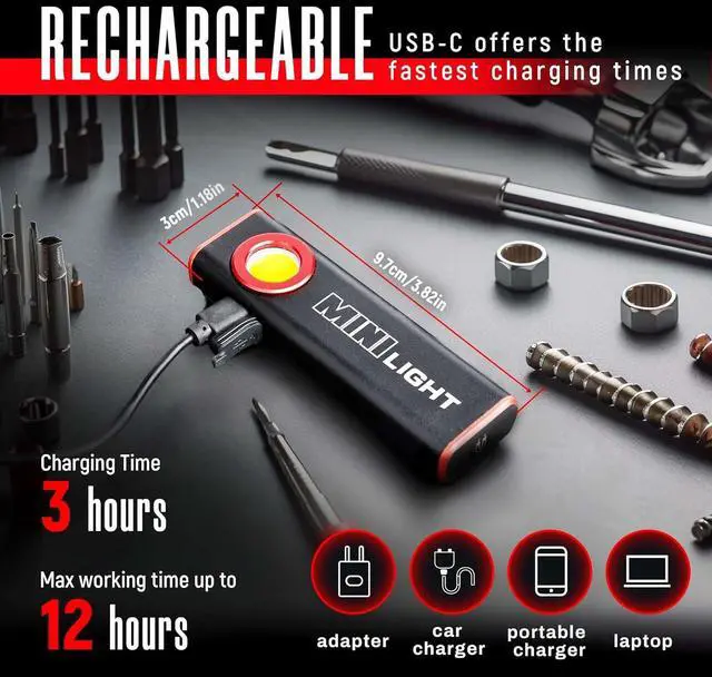 Alt view image 6 of 7 - LED Work Light 1600 Lumens Mini Magnetic Flat EDC Flashlight with Clip 3 Modes Portable Ultra-Light Bright Waterproof Pocket Light for Working Camping Repairing Emergencies (2 Ruby red)
