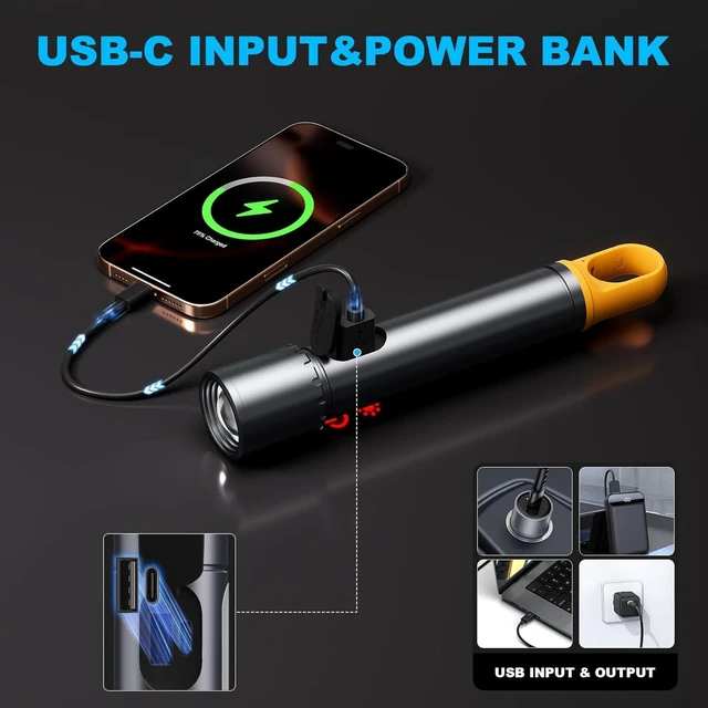 Alt view image 2 of 7 - Rechargeable Magnetic High-Lumen Flashlight with 9 Modes, Built-in Non-Detachable Battery (2, Black)