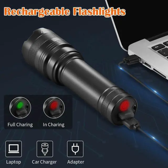Alt view image 2 of 7 - 3Pack Rechargeable Flashlights Tactical Flashlight High Lumens Super Bright Flashlight Mini Small Flashlights Powerful LED Linterna Recargable Pocket Handheld LED Flash Light for Home Emergency