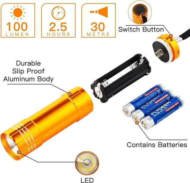 Alt view image 3 of 7 - 6 Pack Stocking Stuffers Small Mini LED Flashlight Christmas Gifts Flashlights for Kids 100 Lumen with Battery Bright Camping Flash Light for Party Favor Gift to Halloween